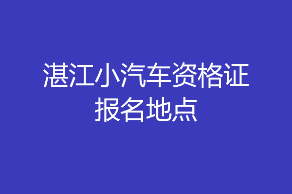 湛江小汽车资格证报名地点
