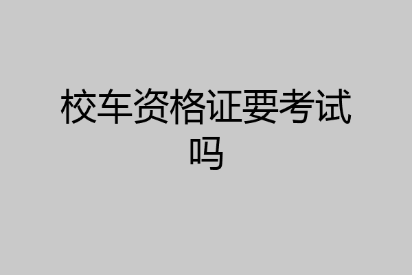 校车资格证要考试吗