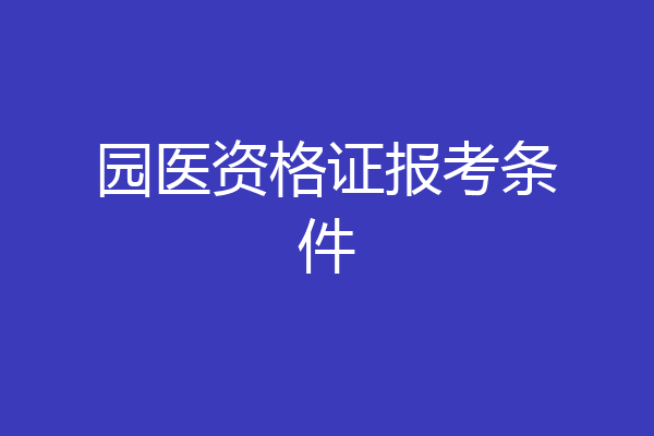 园医资格证报考条件