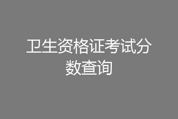 卫生资格证考试分数查询