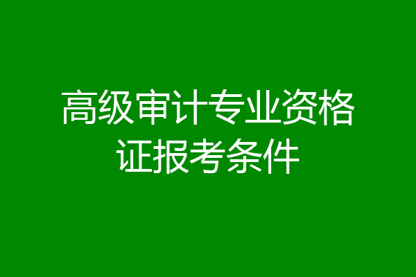 高级审计专业资格证报考条件