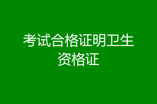 考试合格证明卫生资格证