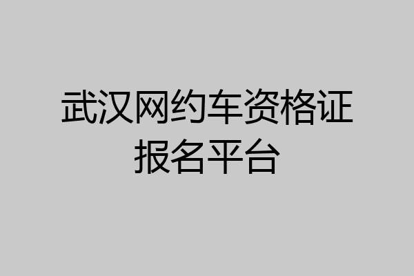 武汉网约车资格证报名平台