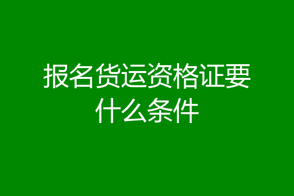 报名货运资格证要什么条件