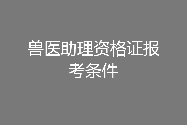 兽医助理资格证报考条件