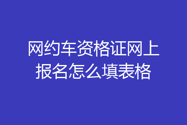 网约车资格证网上报名怎么填表格