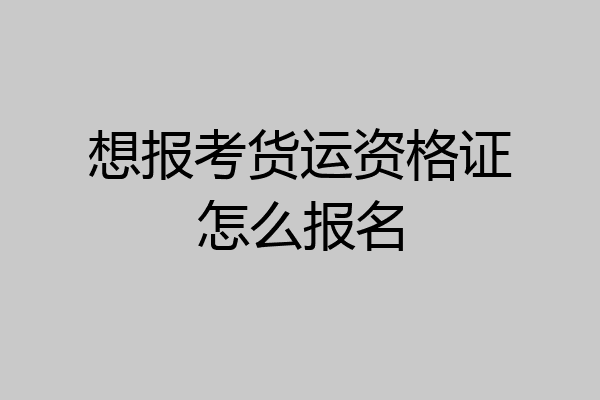 想报考货运资格证怎么报名