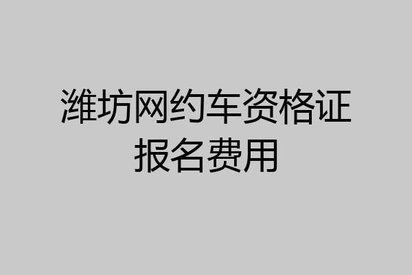 潍坊网约车资格证报名费用