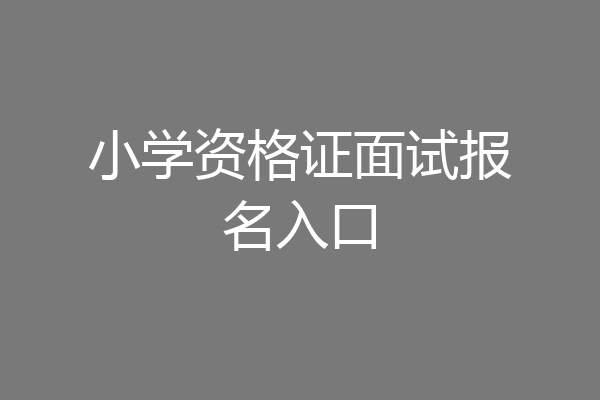 小学资格证面试报名入口