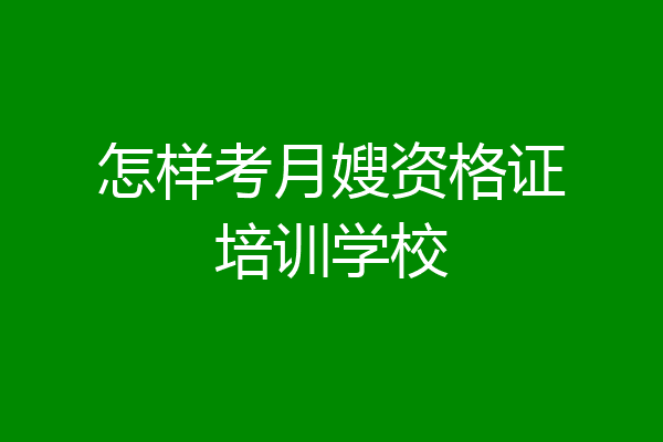 怎样考月嫂资格证培训学校