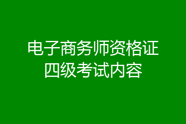 电子商务师资格证四级考试内容
