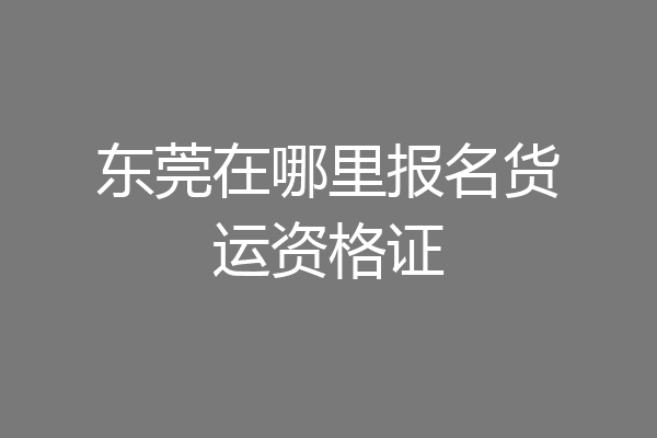 东莞在哪里报名货运资格证