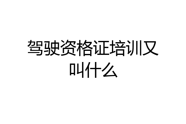 驾驶资格证培训又叫什么