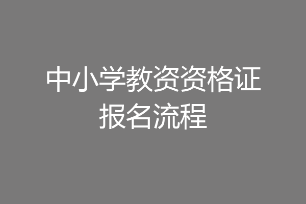 中小学教资资格证报名流程