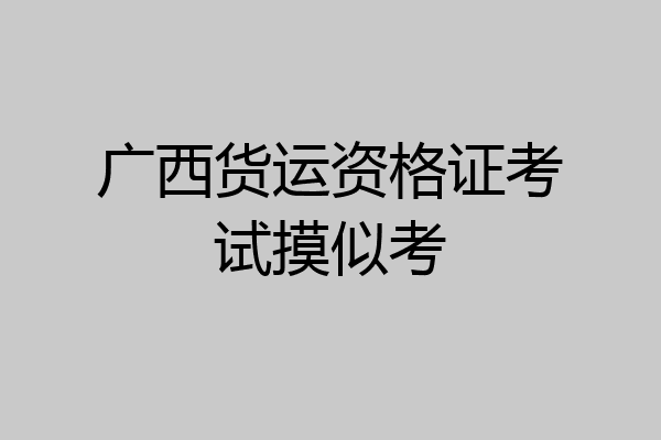广西货运资格证考试摸似考