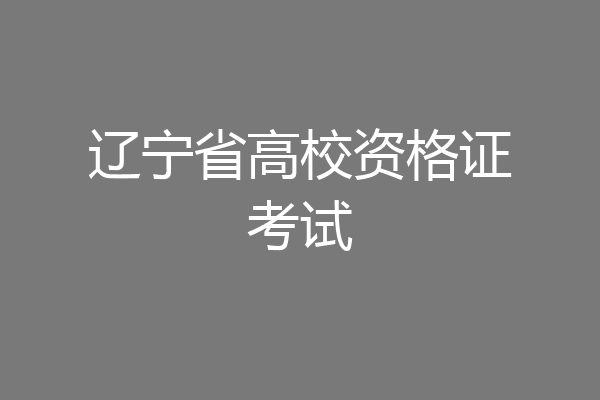 辽宁省高校资格证考试