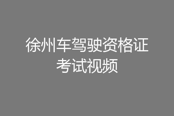 徐州车驾驶资格证考试视频