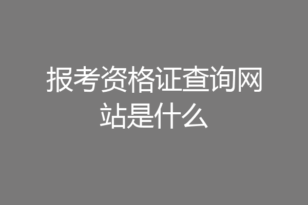 报考资格证查询网站是什么