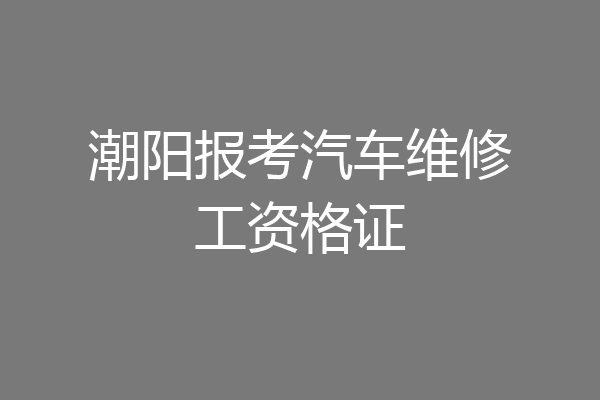 潮阳报考汽车维修工资格证