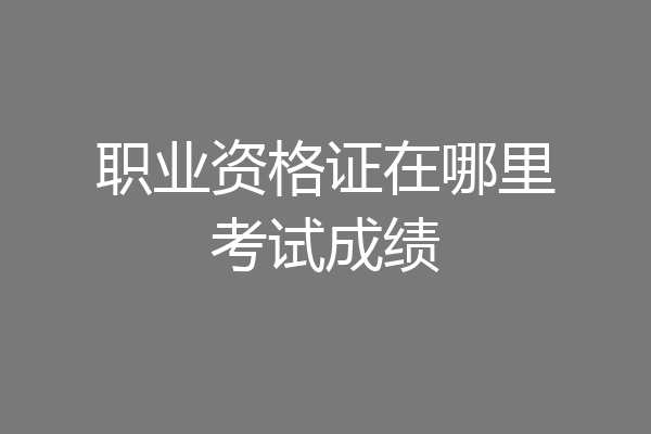 职业资格证在哪里考试成绩