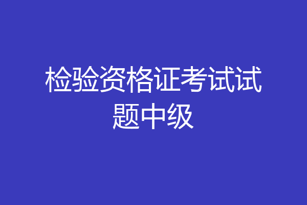 检验资格证考试试题中级