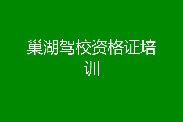 巢湖驾校资格证培训