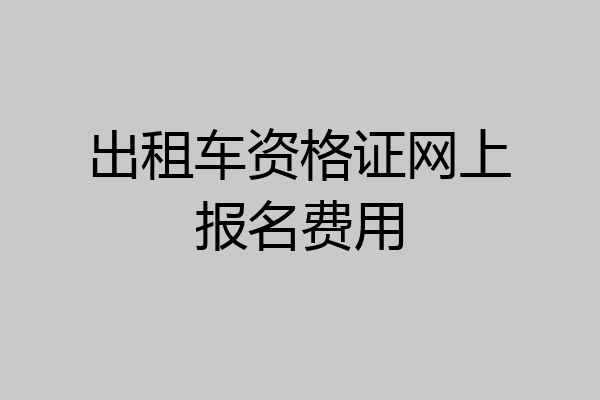 出租车资格证网上报名费用