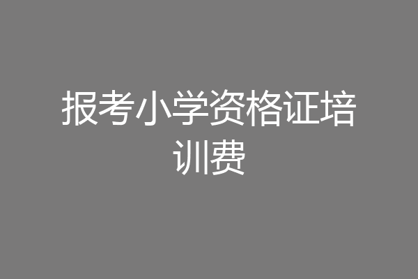 报考小学资格证培训费