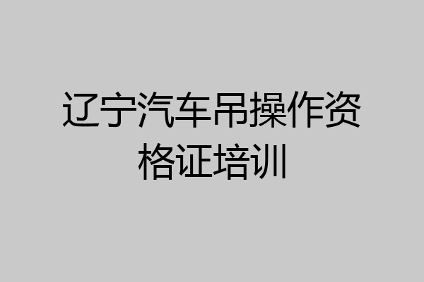 辽宁汽车吊操作资格证培训