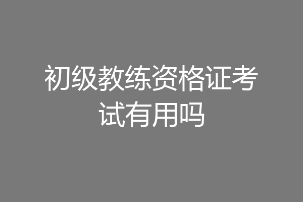 初级教练资格证考试有用吗