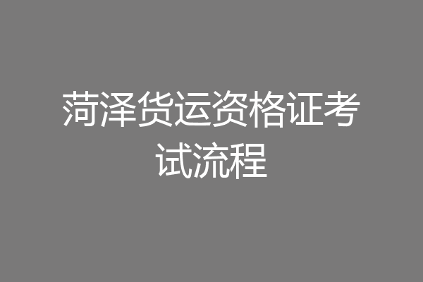 菏泽货运资格证考试流程
