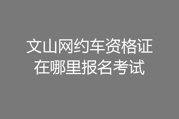 文山网约车资格证在哪里报名考试