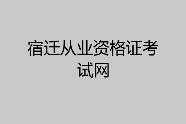 宿迁从业资格证考试网