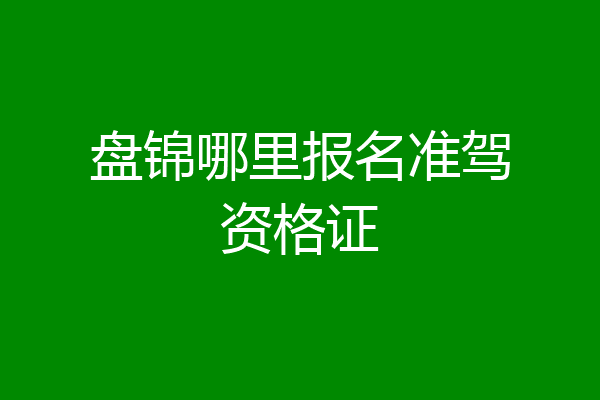 盘锦哪里报名准驾资格证