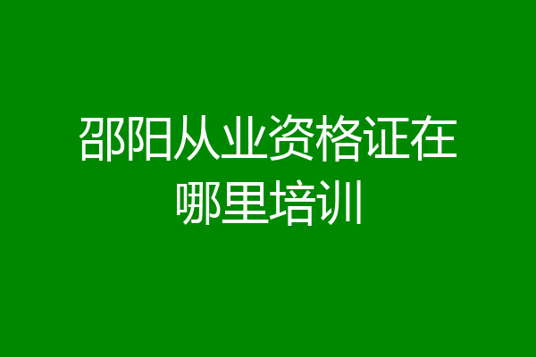 邵阳从业资格证在哪里培训
