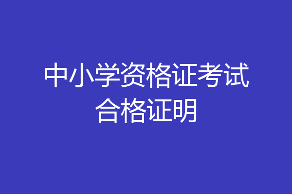 中小学资格证考试合格证明