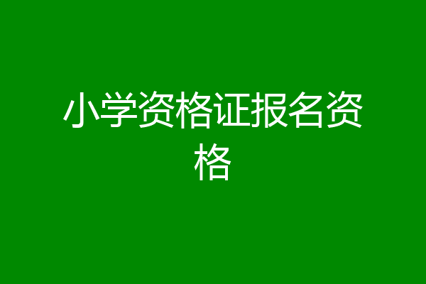 小学资格证报名资格