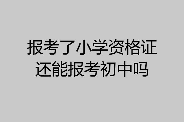 报考了小学资格证还能报考初中吗