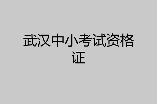 武汉中小考试资格证