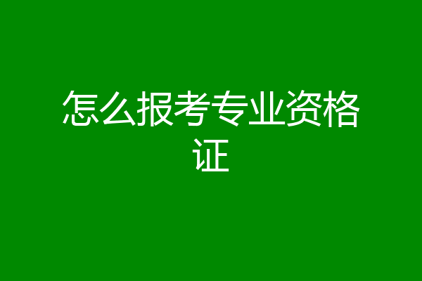 怎么报考专业资格证