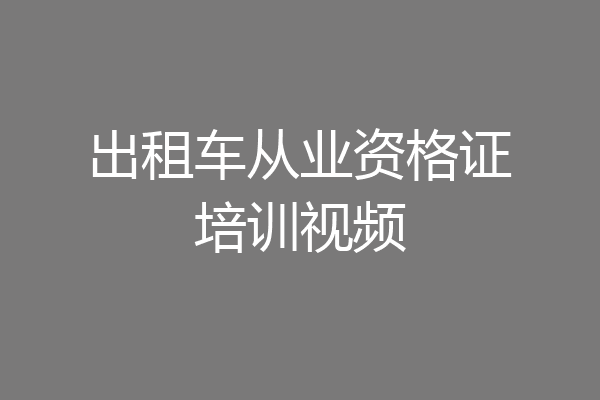 出租车从业资格证培训视频