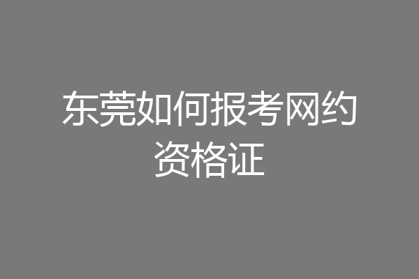 东莞如何报考网约资格证
