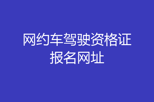 网约车驾驶资格证报名网址