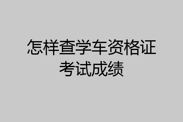怎样查学车资格证考试成绩