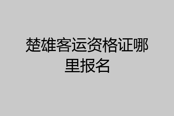 楚雄客运资格证哪里报名