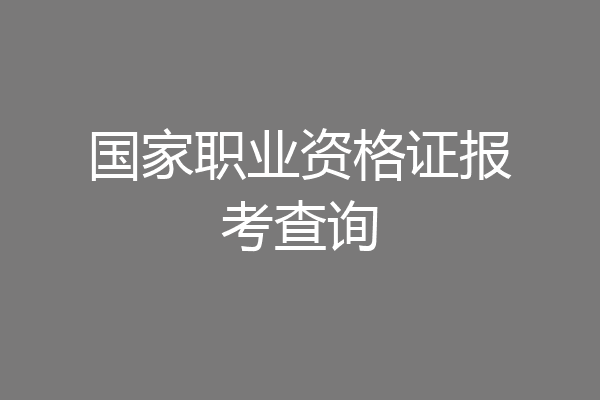国家职业资格证报考查询