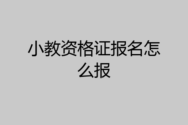 小教资格证报名怎么报