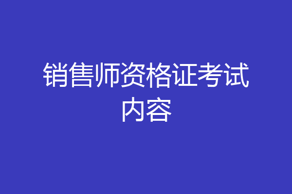 销售师资格证考试内容