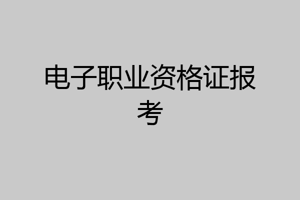 电子职业资格证报考