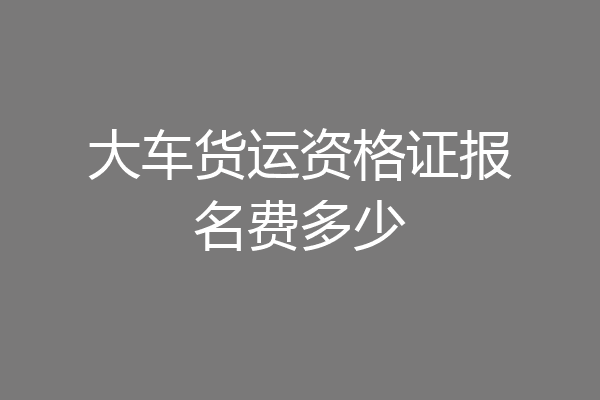大车货运资格证报名费多少